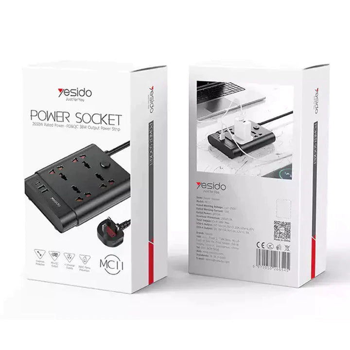 Yesido 7 In 1 Power Socket Fast Charging 20W - iCase Stores