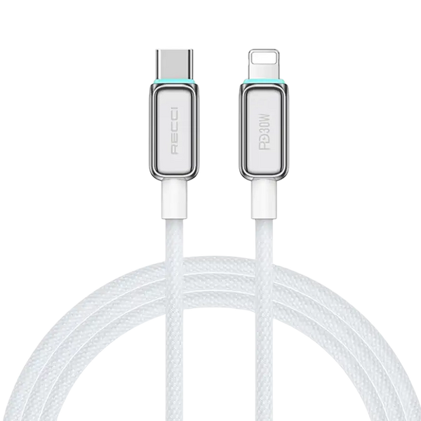 Recci Lamp Display Type-C to Lightning 30W Fast Charging Cable