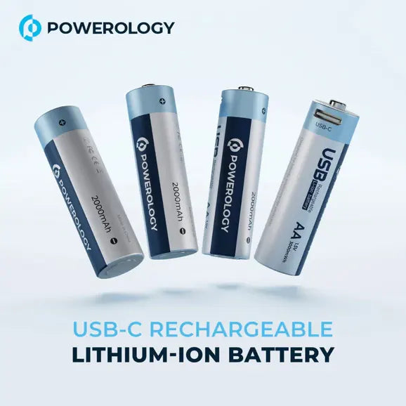 Powerology USB-C Rechargeable Lithium-Ion Battery 2000mAh (4pc pack) - iCase Stores