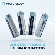 Powerology USB-C Rechargeable Lithium-Ion Battery 2000mAh (4pc pack)