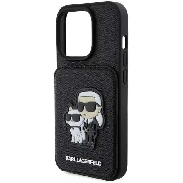 Karl Lagerfeld Saffiano Hard Case With Cardslots & Stand Karl Legerfeld & Choupette Patch - iCase Stores