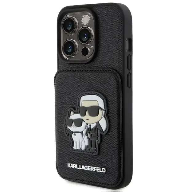 Karl Lagerfeld Saffiano Hard Case With Cardslots & Stand Karl Legerfeld & Choupette Patch - iCase Stores