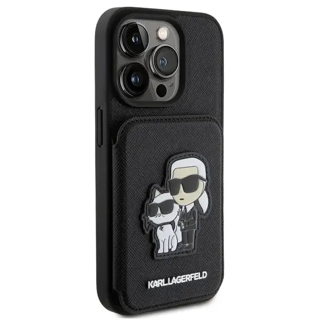 Karl Lagerfeld Saffiano Hard Case With Cardslots & Stand Karl Legerfeld & Choupette Patch - iCase Stores