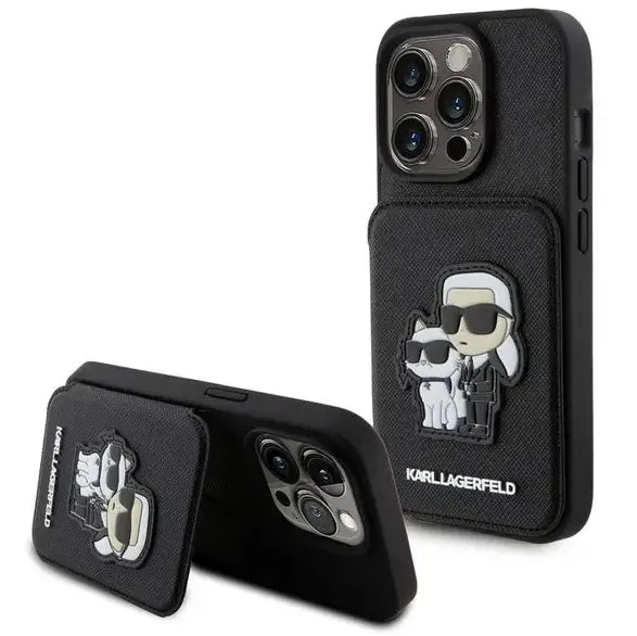 Karl Lagerfeld Saffiano Hard Case With Cardslots & Stand Karl Legerfeld & Choupette Patch - iCase Stores