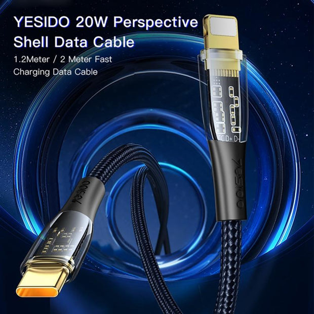 Yesido Quick Charging Cable Type-C To Lighting Phone Data Cable 3A