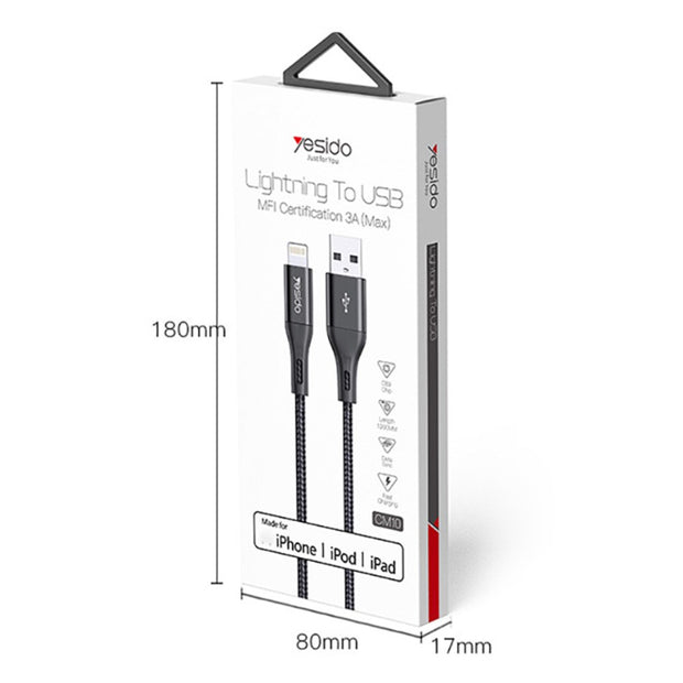 Yesido MFi Certified Fast Charging (USB to Lightning cable) 3A