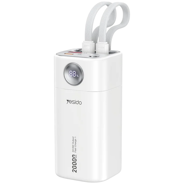 Yesido 20000mAh \ 22.5W Power Bank with Dual Built-in Cables Fast Charging