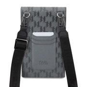 Karl Lagerfeld Monogram Plate Phone Pouch With Strap & Cardslots