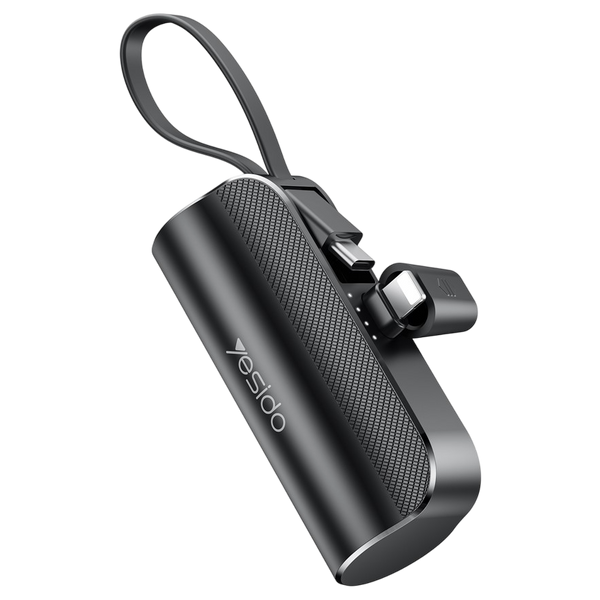 Yesido 5000mAh Super Mini Power Bank with Built-in USB-C & USB Plug