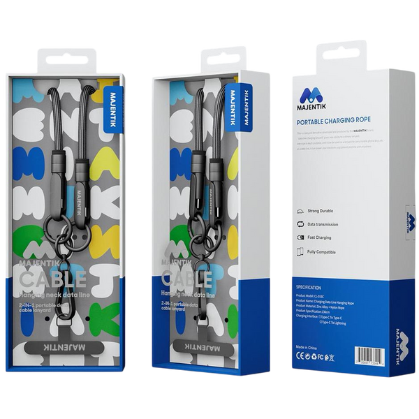 Majentik 2-in-1 Portable Charging Rope Cable – Type-C & Lightning