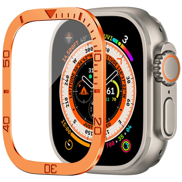 Military Grade Protection Tempered Glass Protector with Stainless Steel Frame for Apple Watch