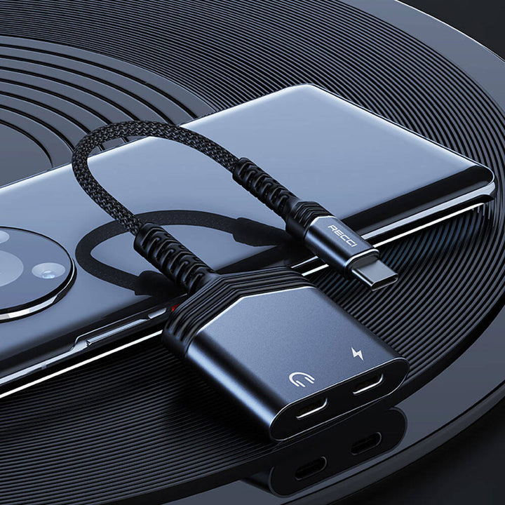 Recci  2-in-1 Type-C Charging & Audio Adapter PD 60W - iCase Stores