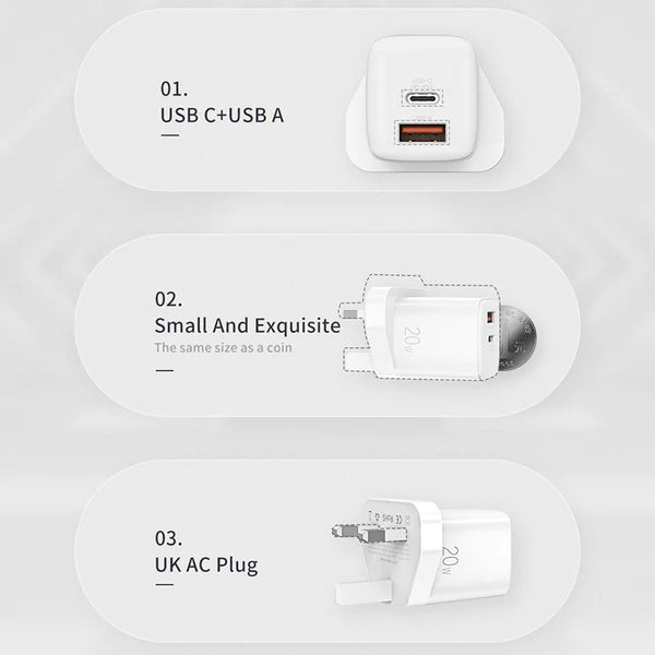 Recci 20W PD3.0/QC3.0/PPS UK Plug Wall Charger