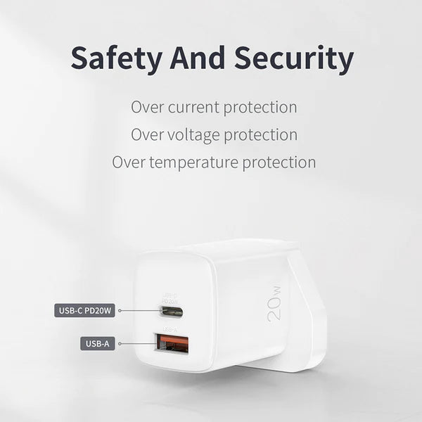 Recci 20W PD3.0/QC3.0/PPS UK Plug Wall Charger