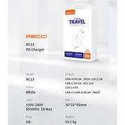 Recci 20W PD3.0/QC3.0/PPS UK Plug Wall Charger