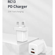 Recci 20W PD3.0/QC3.0/PPS UK Plug Wall Charger