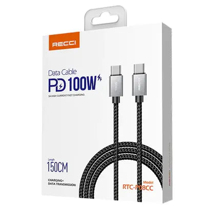 Recci Type-C To Type-C Data Cable PD 100W