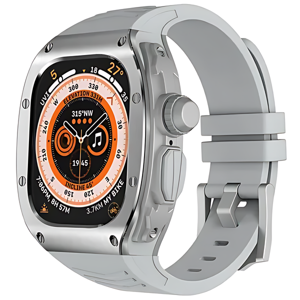 Luxury Designer Metal Case with Rubber Band for Apple Watch Ultra