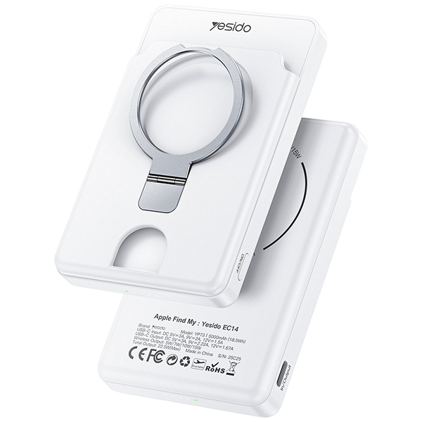 Yesido 5000mAh Magnetic Power Bank with Apple Find My & Wireless Charging