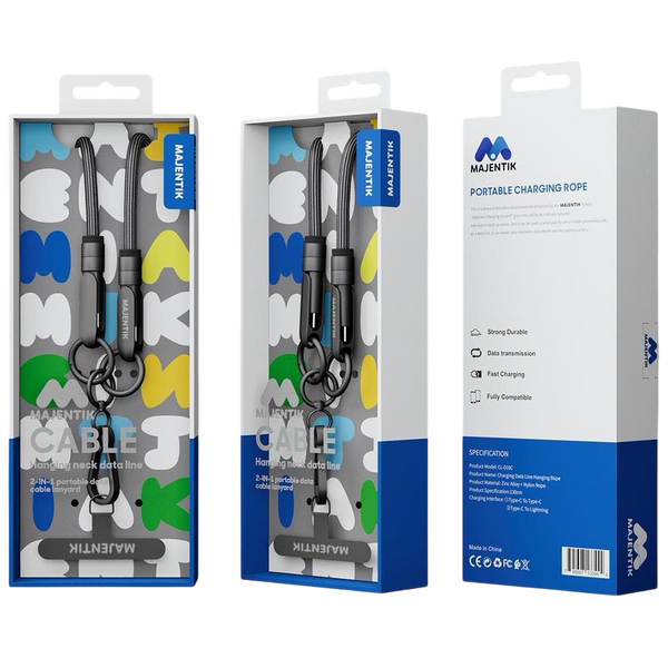 Majentik 2-in-1 Portable Charging Rope Cable Type-C & USB
