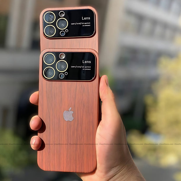 Luxury Wood Grain Wide Lens Case