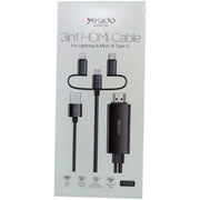Yesido 3-In-1 HDMI Cable For Lightning & Micro & Type-C