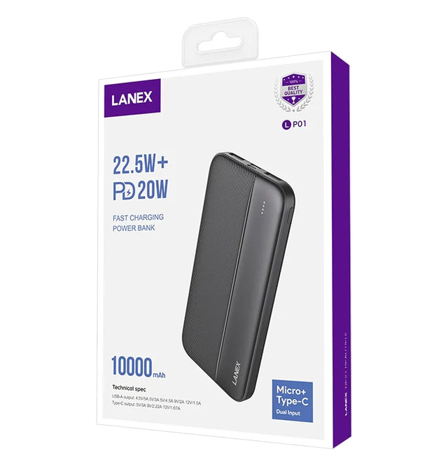 Lanex 22.5W PD Fast Charging 20000mAh Power Bank - iCase Stores