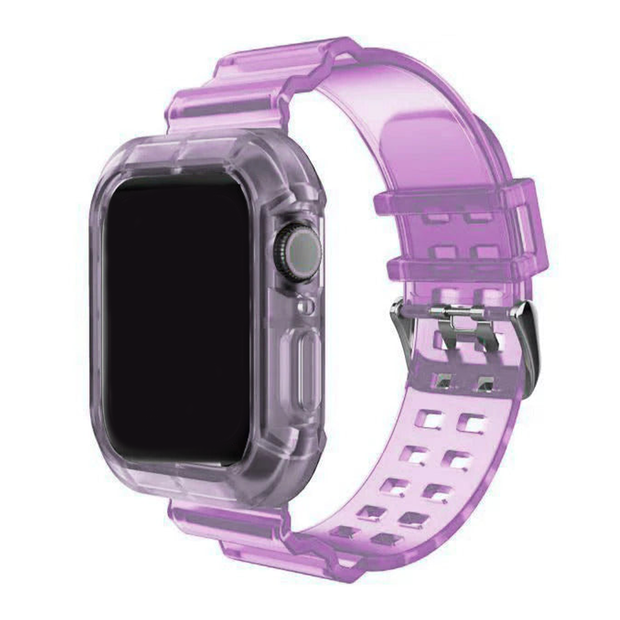 TPU Smart Band with Bumper Protective Cover for Apple Watch - Purple