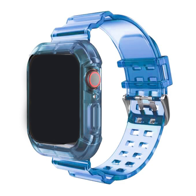 TPU Smart Band with Bumper Protective Cover for Apple Watch - Blue - iCase Stores