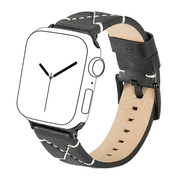 X Shape Stitching PU Leather Smart Watch Strap for Apple Watch - Black