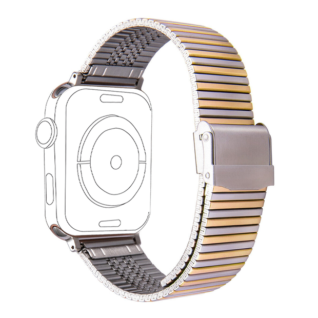 Premium Link Steel Strap for Apple Watch - Silver x Gold - iCase Stores