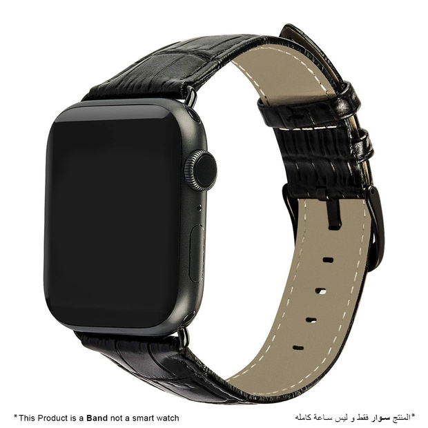 Leather Watch Strap for Apple Watch - Black - iCase Stores