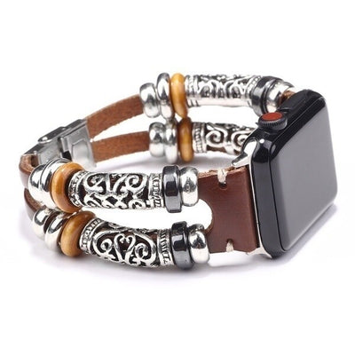 Bracelet Strap Alloy Leather Wristband for Apple Watch - Brown