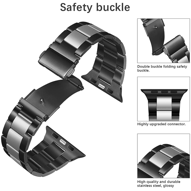 Solid Stainless Steel Band for Apple Watch - Black x Silver