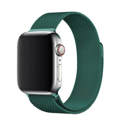 Stainless Steel Strap Band with Magnetic Closure for Apple Watch - Dark Green