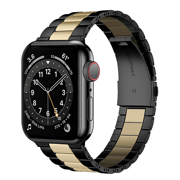 Solid Stainless Steel Band for Apple Watch - Black x Gold