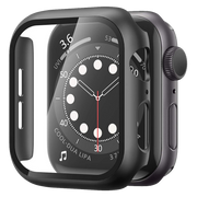 Matte Case with Tempered Glass Screen for Apple Watch - Black