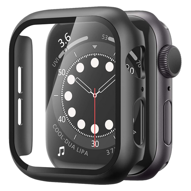 Matte Case with Tempered Glass Screen for Apple Watch - Black