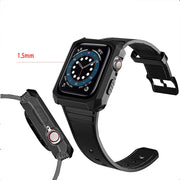 Rubber Shockproof Full Protective Case Band for Apple Watch - Black