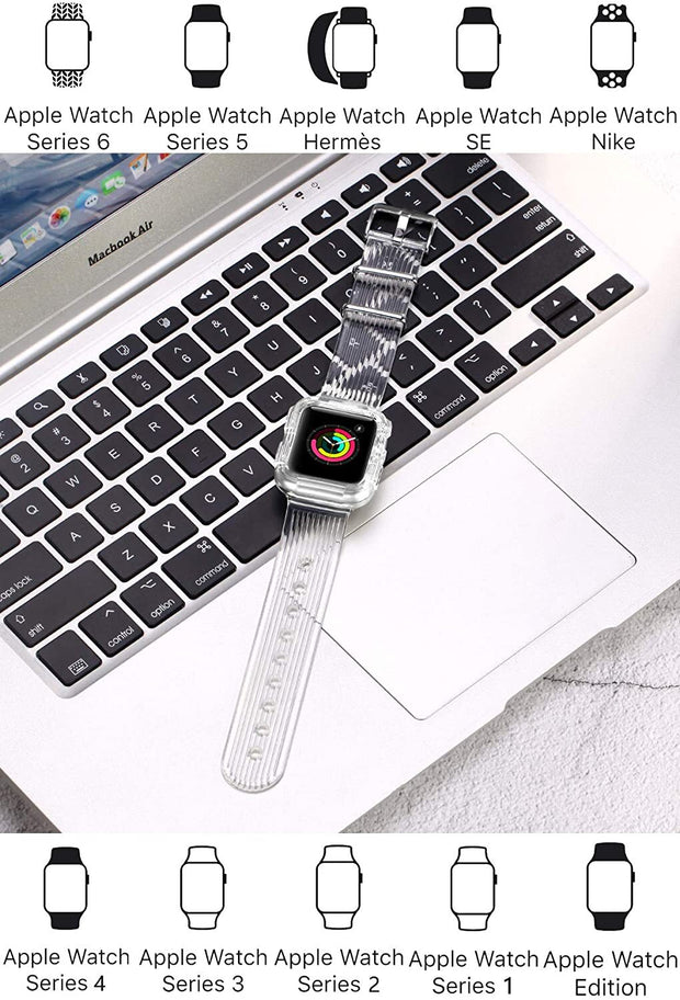 Silicone Band Strap with Case for Apple Watch - Transparent