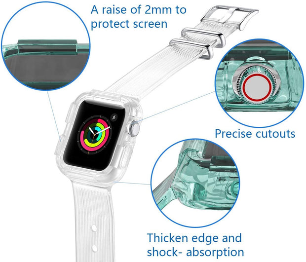 Silicone Band Strap with Case for Apple Watch - Transparent