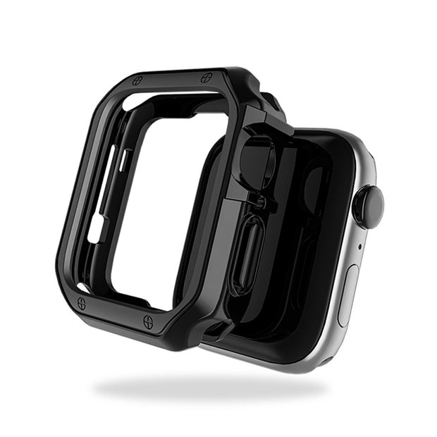 Premium TPU Protector Case with Silicone Band for Apple Watch - Black