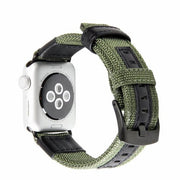 New Nylon Grain Leather Watch Band Strap For Apple Watch - Green