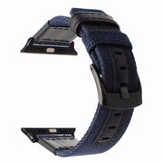 New Nylon Grain Leather Watch Band Strap For Apple Watch - Blue