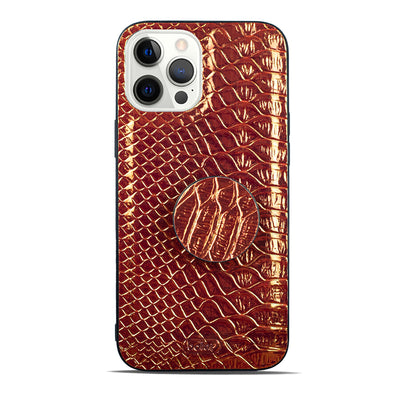 Leather Colorful Croc. Pattern Soft Case With PopSocket