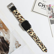 𝐋eopard Print Leather Strap for Apple Watch