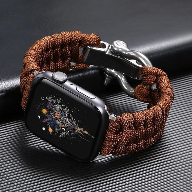 Nylon Woven Survival Strap for Apple Watch - Brown