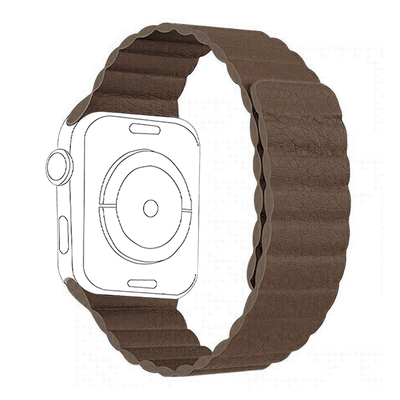Leather Link Magnet Loop Buckle Strap for Apple Watch - Brown - iCase Stores