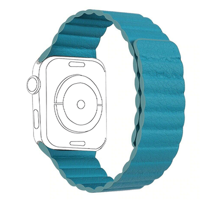 Leather Link Magnet Loop Buckle Strap for Apple Watch - Blue - iCase Stores
