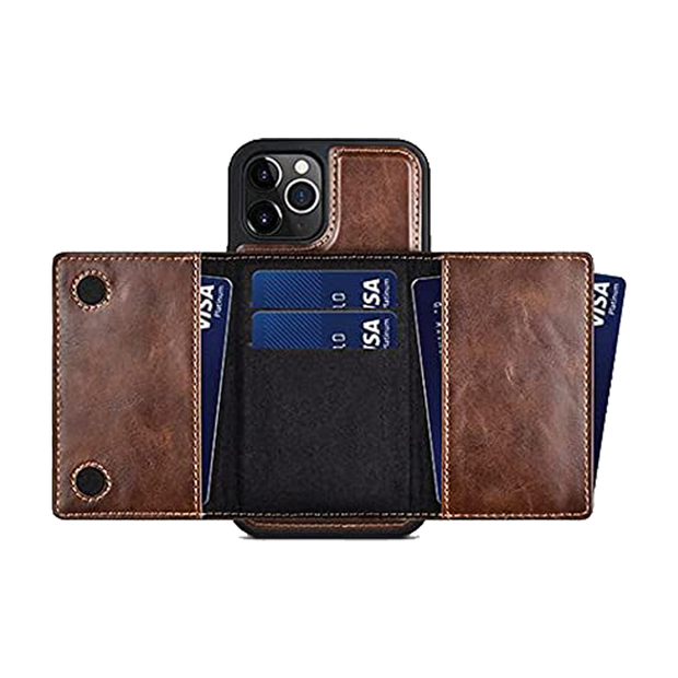 Puloka Leather Magnetic Detachable Flip Wallet MagSafe Phone Case - iCase Stores
